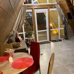 Загородный клуб По Щучьему Велению Коричневый домик в стиле A-Frame с чаном, Новая Усмань, Воронежская область