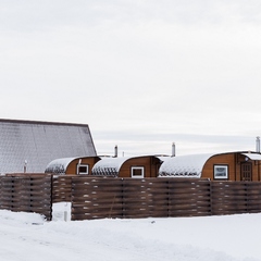 Загородный клуб По Щучьему Велению Коричневый домик в стиле A-Frame с чаном, Новая Усмань, Воронежская область