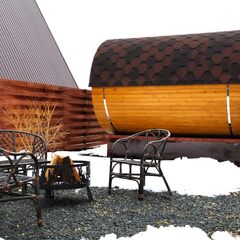 Загородный клуб По Щучьему Велению Коричневый домик в стиле A-Frame с чаном, Новая Усмань, Воронежская область