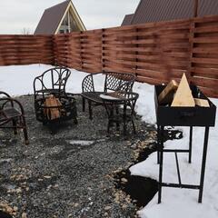 Загородный клуб По Щучьему Велению, серый домик A-Frame на берегу реки, Новая Усмань, Воронежская область