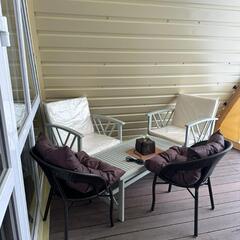 Загородный клуб По Щучьему Велению, серый домик A-Frame на берегу реки, Новая Усмань, Воронежская область