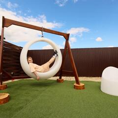 Загородный клуб По Щучьему Велению, коричневый домик в стиле A-Frame на берегу реки, Новая Усмань, Воронежская область